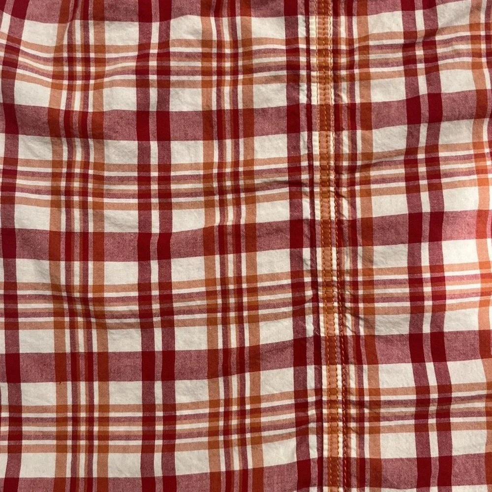 True Religion Mens Orange Red Plaid Western Pearl Snap Shirt XL M3RA315TT